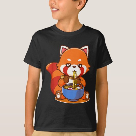 Red Panda Eating Ramen Japanese Soup Zoo Animal Zo T-shirt (Voorkant)