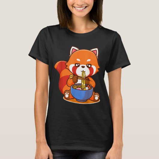 Red Panda Eating Ramen Japanese Soup Zoo Animal Zo T-shirt (Voorkant)