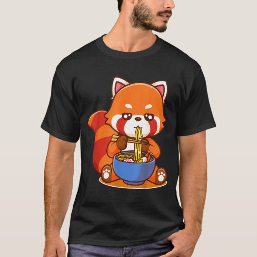 Red Panda Eating Ramen Japanese Soup Zoo Animal Zo T-shirt (Voorkant)