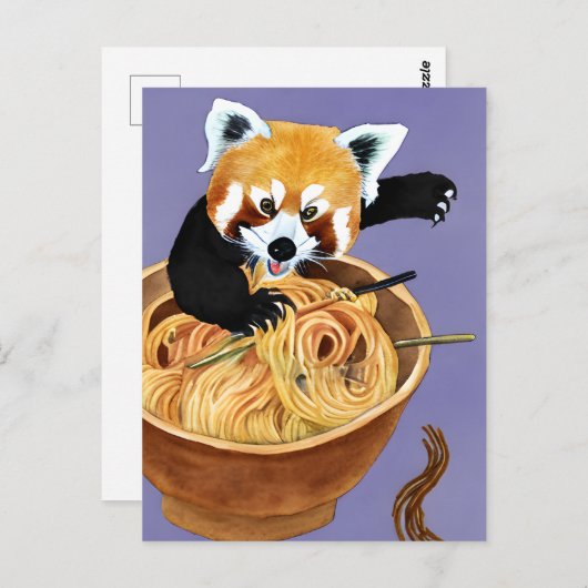 Red Panda Eating Spaghetti Briefkaart (Voorkant / Achterkant)