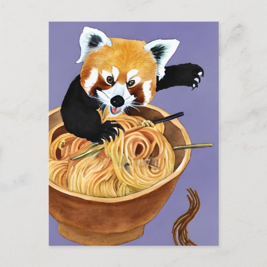 Red Panda Eating Spaghetti Briefkaart (Voorkant)