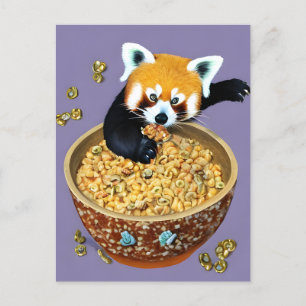 Red Panda eet een Bowl graan Briefkaart