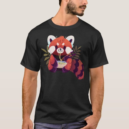 Red Panda eet Ramen T-shirt (Voorkant)