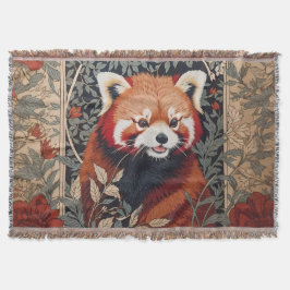 Red Panda Elegant William Morris geïnspireerd door Deken