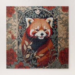 Red Panda Elegant William Morris geïnspireerd door Legpuzzel