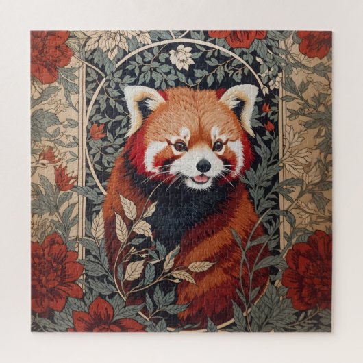 Red Panda Elegant William Morris geïnspireerd door Legpuzzel (Verticaal)