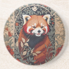 Red Panda Elegant William Morris geïnspireerd door Zandsteen Onderzetter