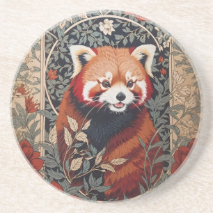 Red Panda Elegant William Morris geïnspireerd door Zandsteen Onderzetter