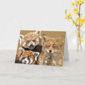 Red Panda en Red Fox, vrienden voor altijd Kaart (Gele Bloem)