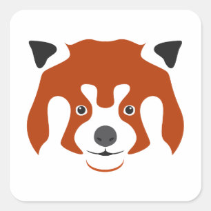 RED PANDA FACE VIERKANTE STICKER