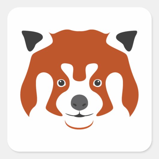 RED PANDA FACE VIERKANTE STICKER (Voorkant)