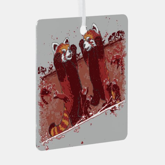 Red Panda Fury Metalen Ornament (Voorkant Rechts)