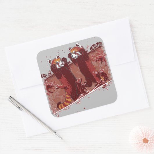Red Panda Fury Vierkante Sticker (Envelop)