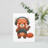 Red Panda Gamer, Gaming Controller & Hoofdtelefoon Aankondigingskaart (Staand voorkant)