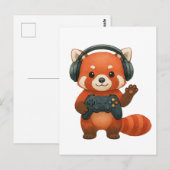 Red Panda Gamer, Gaming Controller & Hoofdtelefoon Briefkaart (Voorkant / Achterkant)