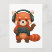 Red Panda Gamer, Gaming Controller & Hoofdtelefoon Uitnodiging Briefkaart (Voorkant)