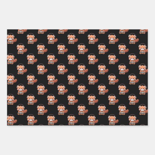 Red Panda Gamer Inpakpapier Vel (Voorkant 2)