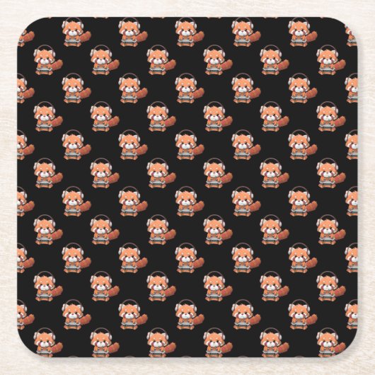 Red Panda Gamer Kartonnen Onderzetters (Voorkant)