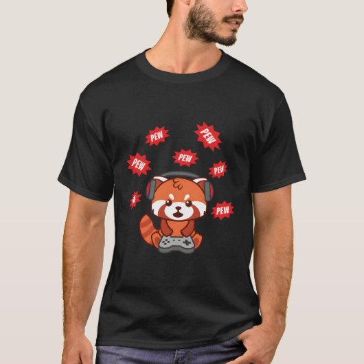 Red Panda Gamer Videogames T-shirt (Voorkant)