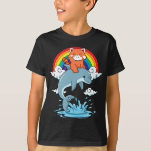 Red Panda Gifts Kinder Kawaii Red Panda Dolphin T-shirt