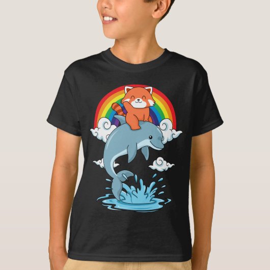 Red Panda Gifts Kinder Kawaii Red Panda Dolphin T-shirt (Voorkant)