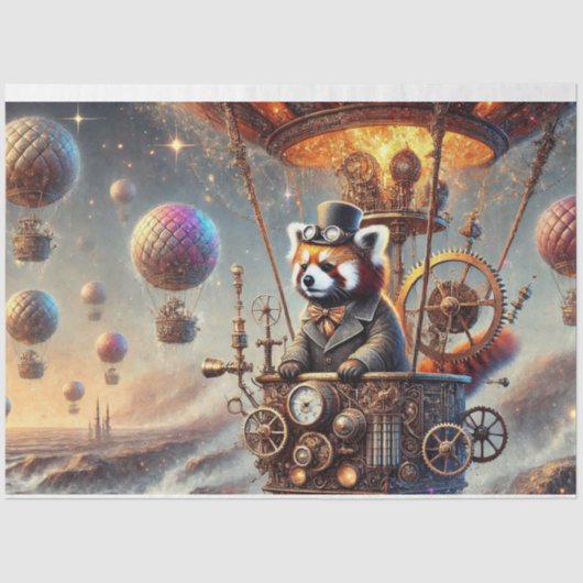 Red Panda Gothic Mechanical Wonderland Decoupage Tissuepapier (Voorkant)