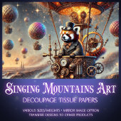 Red Panda Gothic Mechanical Wonderland Decoupage Tissuepapier