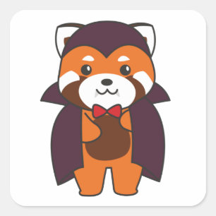 Red Panda Halloween Cute Devil Vampire Costume Squ Vierkante Sticker