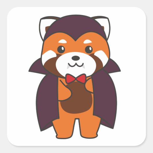 Red Panda Halloween Cute Devil Vampire Costume Squ Vierkante Sticker (Voorkant)