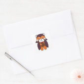 Red Panda Halloween Cute Devil Vampire Costume Squ Vierkante Sticker (Envelop)