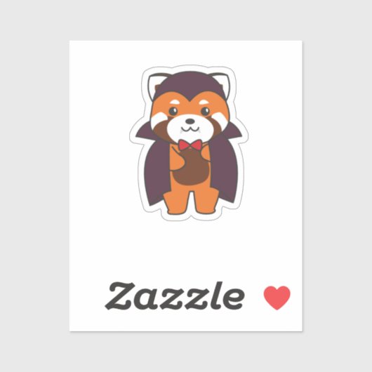 Red Panda Halloween Cute Devil Vampire Costume Sticker (Vel)