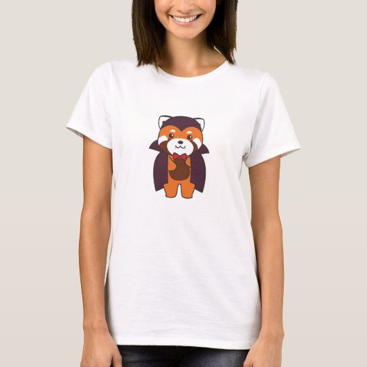 Red Panda Halloween Cute Devil Vampire Costume T-shirt (Voorkant)