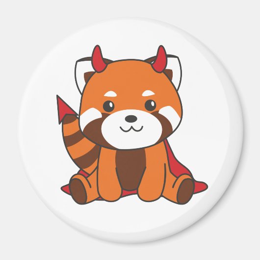 Red Panda Halloween Cute Devil Witch Costume Magneet (Voorkant)