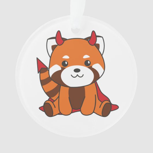 Red Panda Halloween Cute Devil Witch Costume Ornament (voorkant)