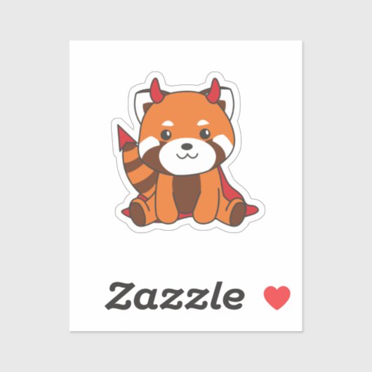 Red Panda Halloween Cute Devil Witch Costume Sticker (Vel)