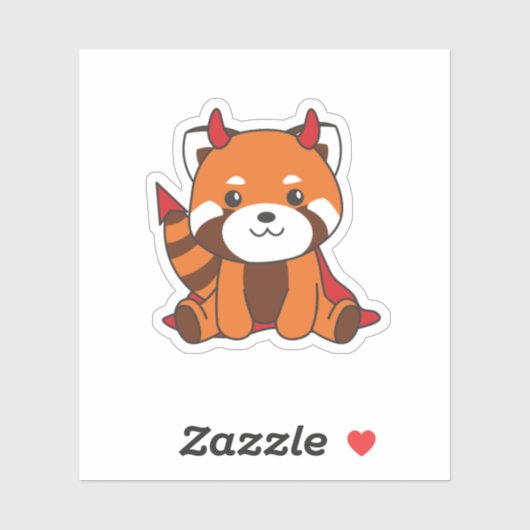 Red Panda Halloween Cute Devil Witch Costume Sticker (Vel)