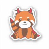 Red Panda Halloween Cute Devil Witch Costume Sticker (Voorkant)