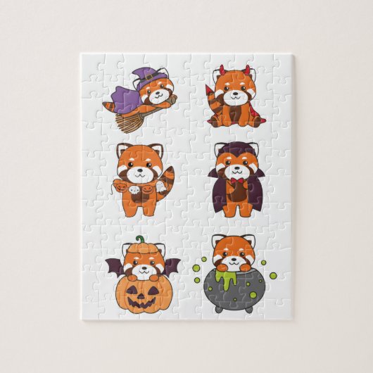 Red Panda Halloween Devil Pumpkin Vampire Costume Legpuzzel (Verticaal)