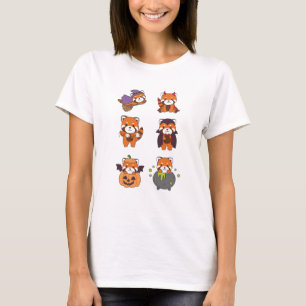 Red Panda Halloween Devil Pumpkin Vampire Costume T-shirt