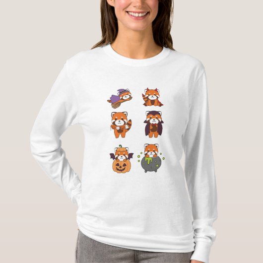 Red Panda Halloween Devil Pumpkin Vampire Costume T-shirt (Voorkant)