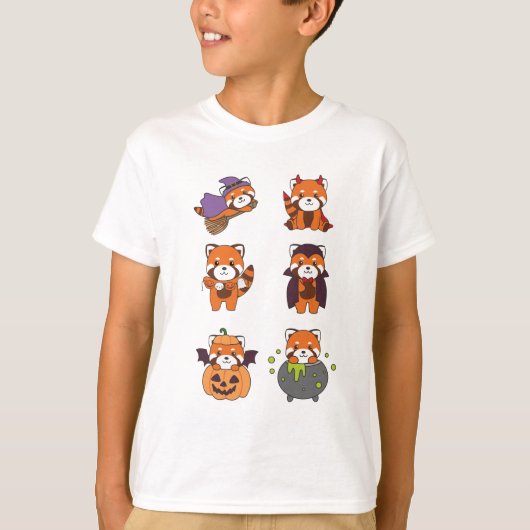 Red Panda Halloween Devil Pumpkin Vampire Costume T-shirt (Voorkant)