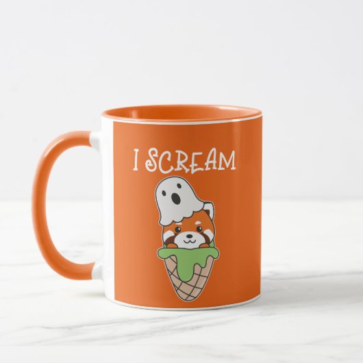 Red Panda Halloween Ghost I Scream Ice Cream Pun Mok (Links)