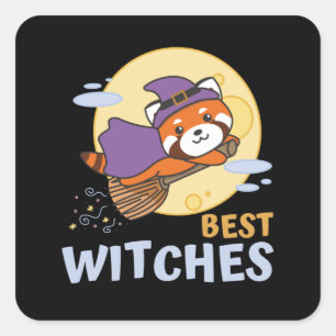 Red Panda Halloween Kinderen Witches Best Witches Vierkante Sticker