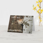 Red Panda Happy Birthday Kaart (Gele Bloem)