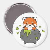 Red Panda Happy Halloween Cauldron Bat Magneet (Voorkant / Achterkant)