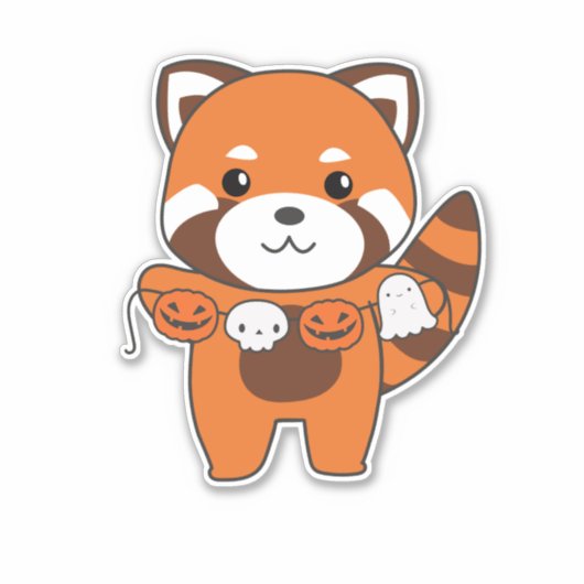 Red Panda Happy Halloween Pumpkin Costume Sticker (Voorkant)