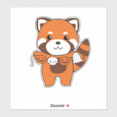 Red Panda Happy Halloween Pumpkin Costume Sticker (Vel)