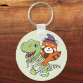 Red Panda Happy Halloween T-rex Mummy Costume Keyc Sleutelhanger (Voorkant)