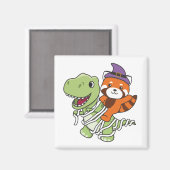 Red Panda Happy Halloween T-rex Mummy Costume Magneet (Voorkant / Achterkant)