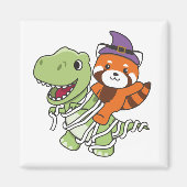 Red Panda Happy Halloween T-rex Mummy Costume Magneet (Voorkant)